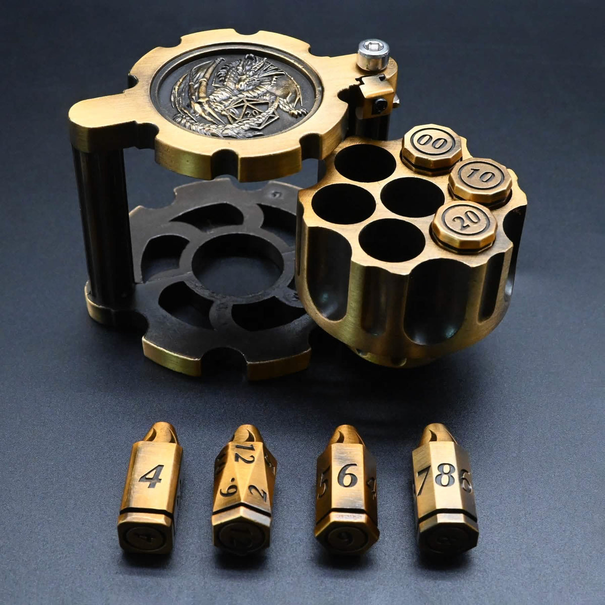 Hexchamber | Bullet Dice Set | Solid Metal | Ancient Gold
