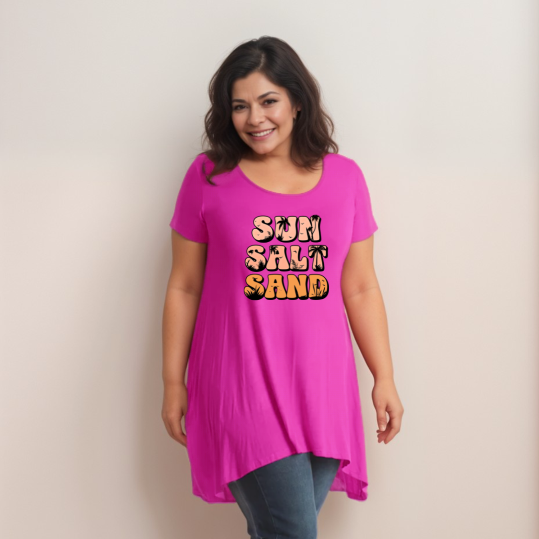 Sun Sand Salt Hanky Hem Swing Top