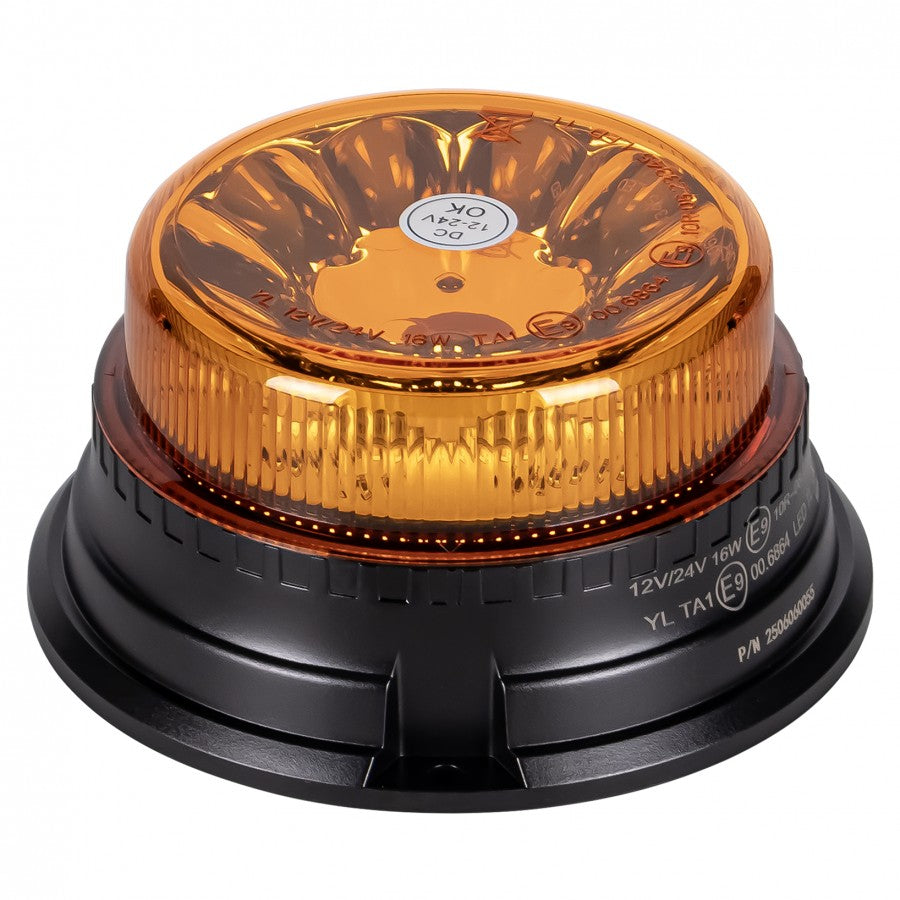 Truck LED ECE R65 LED Low Profile Flashing Beacon Amber - Three Bolt Mount