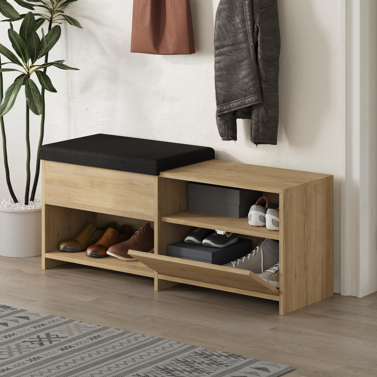Filux Shoe Bench – Modern Hallway Bench with Storage