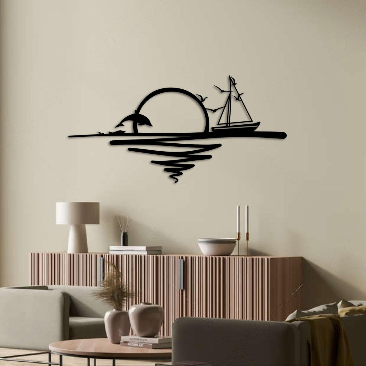 Metal Wall Art - Rising Sun 75x37 Cm