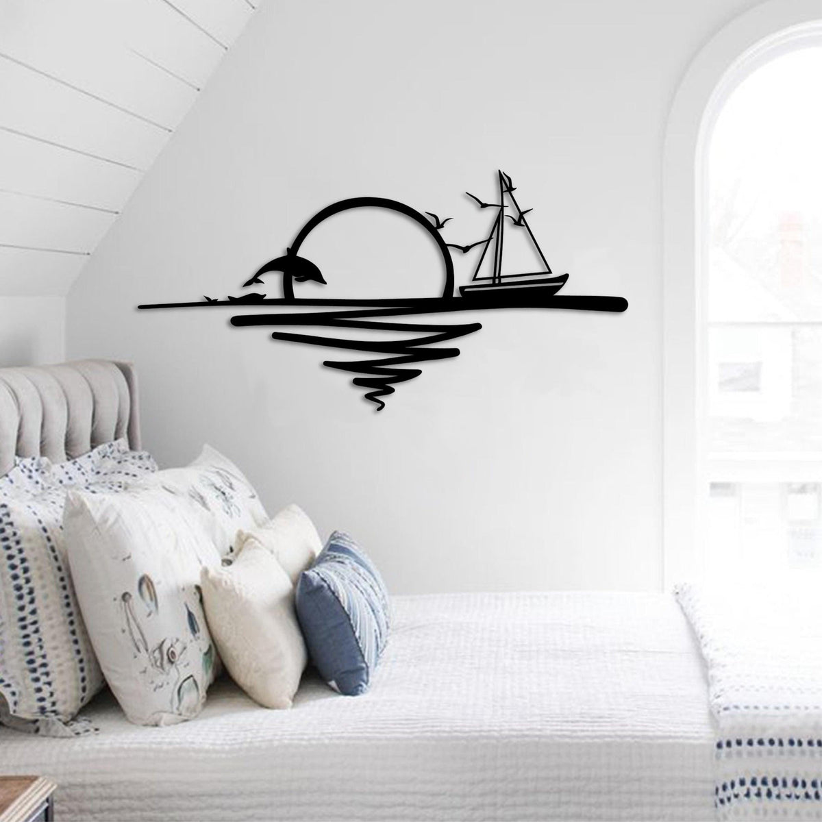 Metal Wall Art - Rising Sun 75x37 Cm