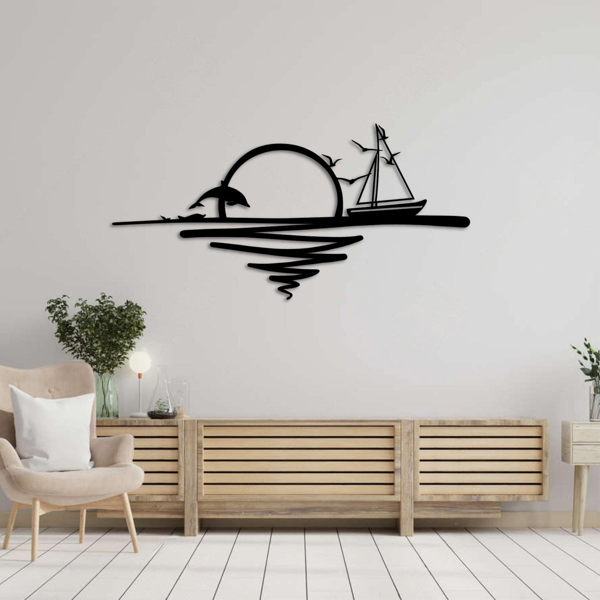 Metal Wall Art - Rising Sun 75x37 Cm
