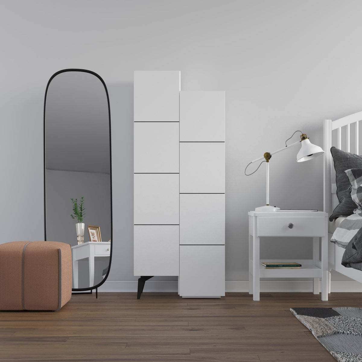 Stair Modern Hallway Storage - Multipurpose Cabinet 156 x 62 x 37 cm