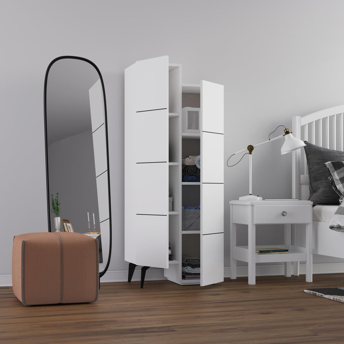 Stair Modern Hallway Storage - Multipurpose Cabinet 156 x 62 x 37 cm