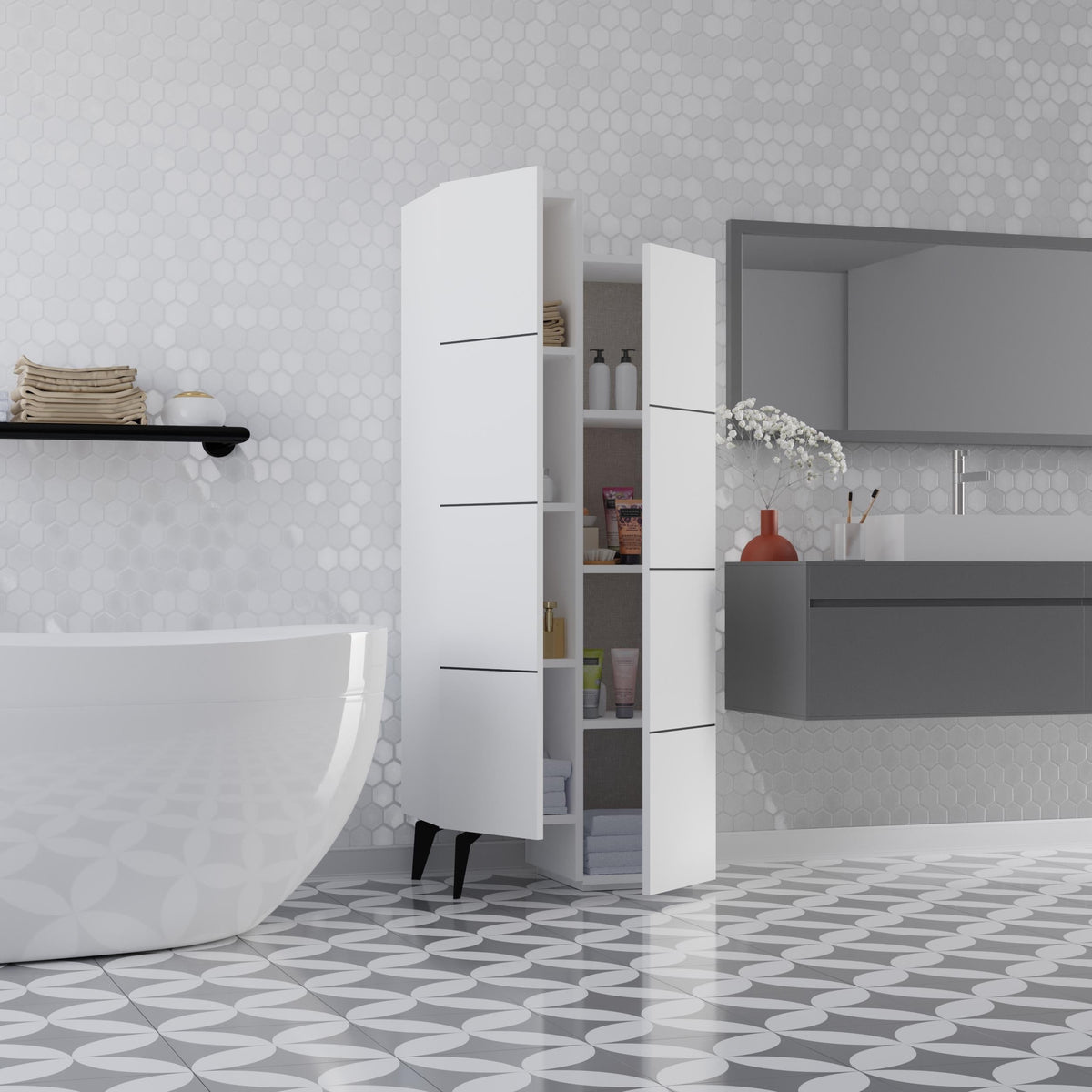 Stair Modern Hallway Storage - Multipurpose Cabinet 156 x 62 x 37 cm