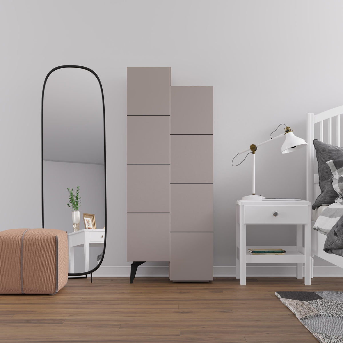 Stair Modern Hallway Storage - Multipurpose Cabinet 156 x 62 x 37 cm