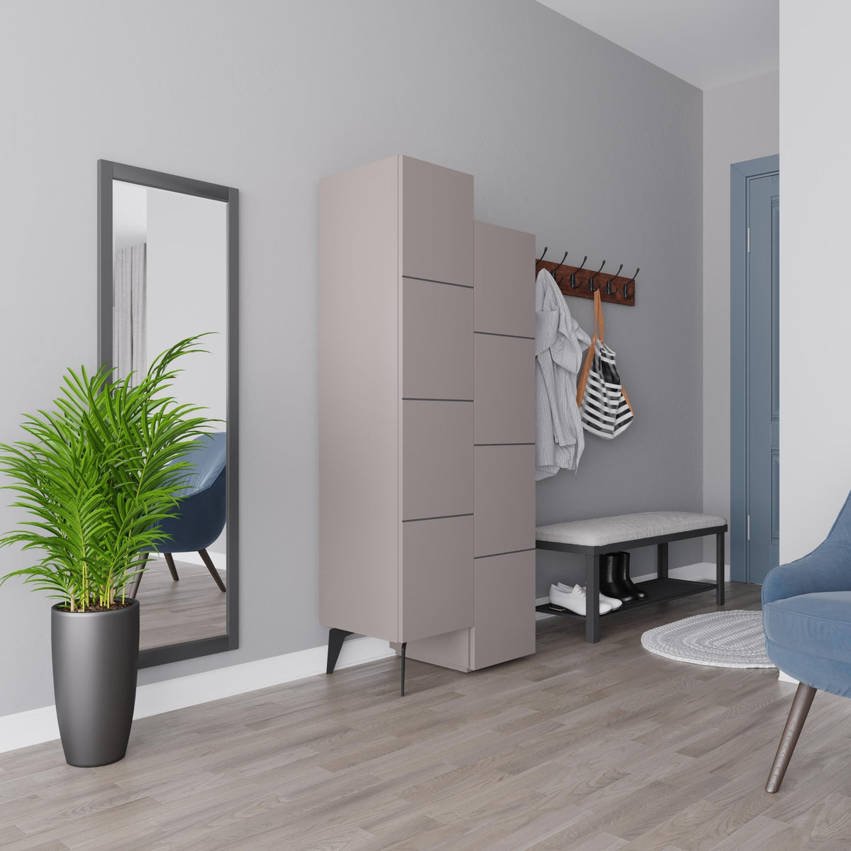Stair Modern Hallway Storage - Multipurpose Cabinet 156 x 62 x 37 cm