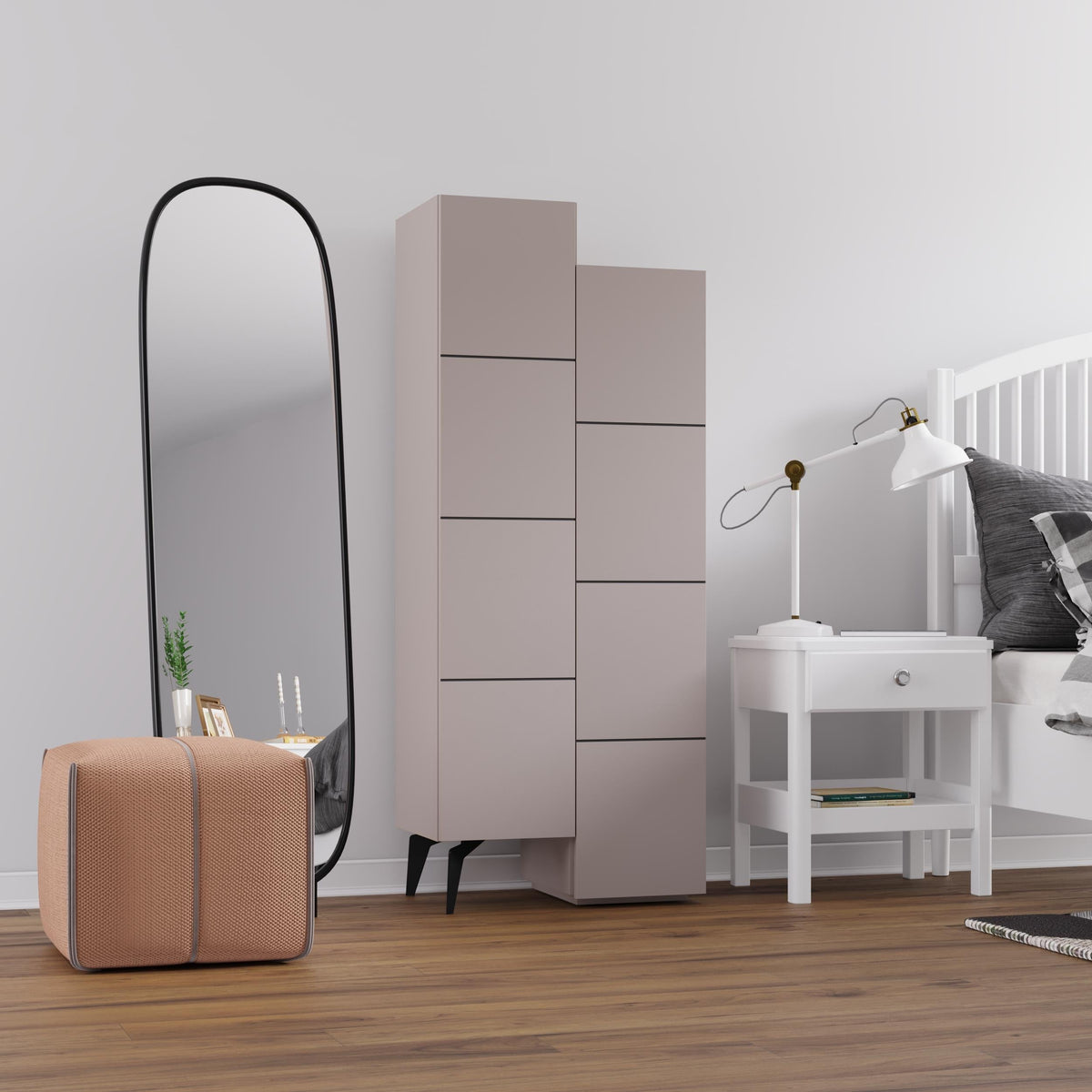 Stair Modern Hallway Storage - Multipurpose Cabinet 156 x 62 x 37 cm