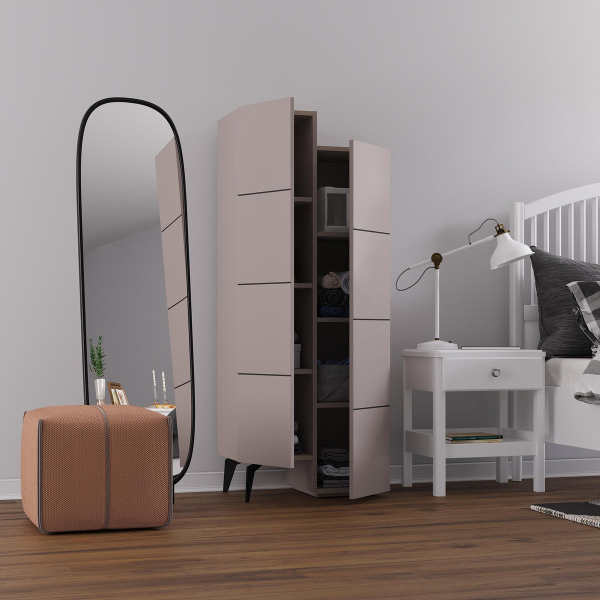 Stair Modern Hallway Storage - Multipurpose Cabinet 156 x 62 x 37 cm