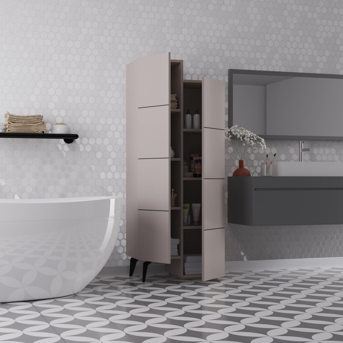 Stair Modern Hallway Storage - Multipurpose Cabinet 156 x 62 x 37 cm