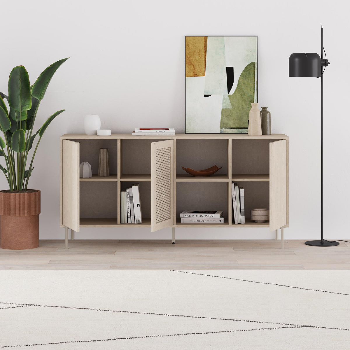 New Inca 3 Door Sideboard with Open Shelves