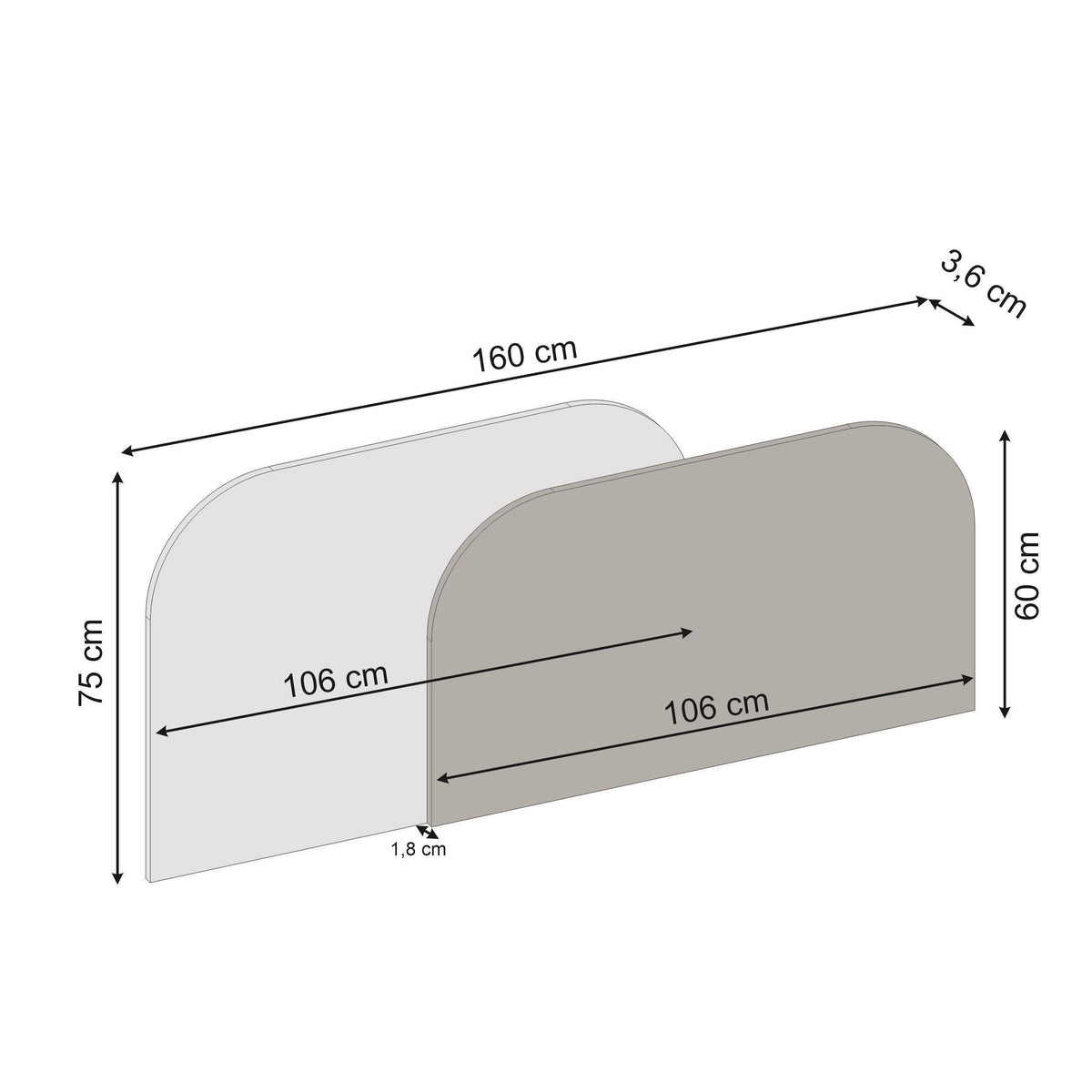 Rove Wall Mounted Headboard for King Size Bed Travertine, Sandstone 160x75 cm