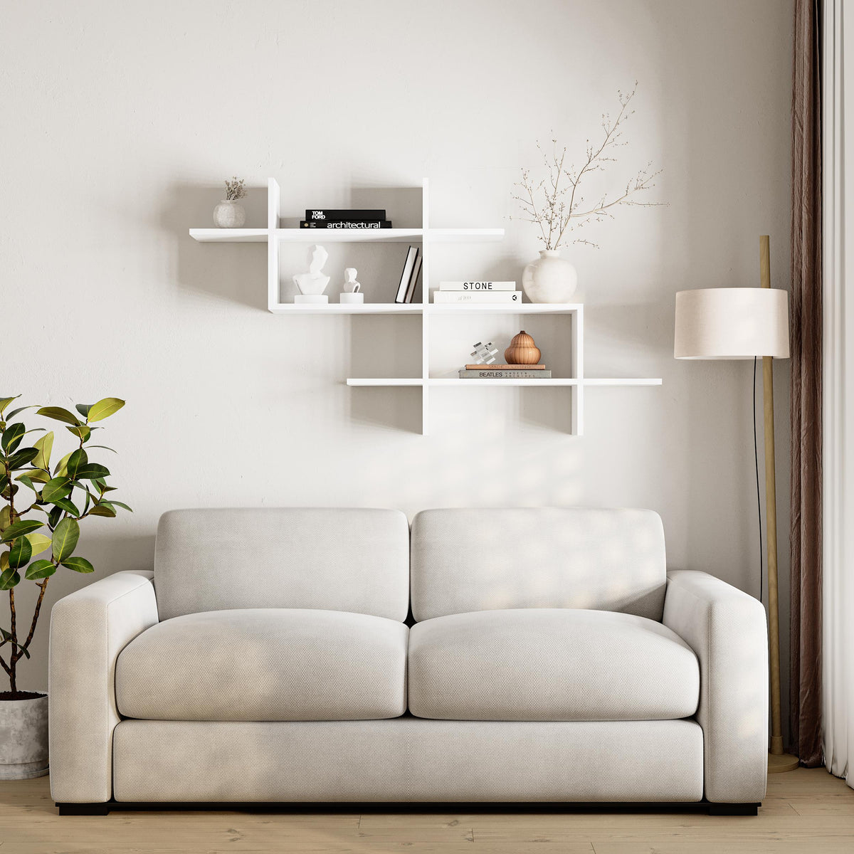 Halic Wall Mounted Modern Bookcase Display Unit W 150cm