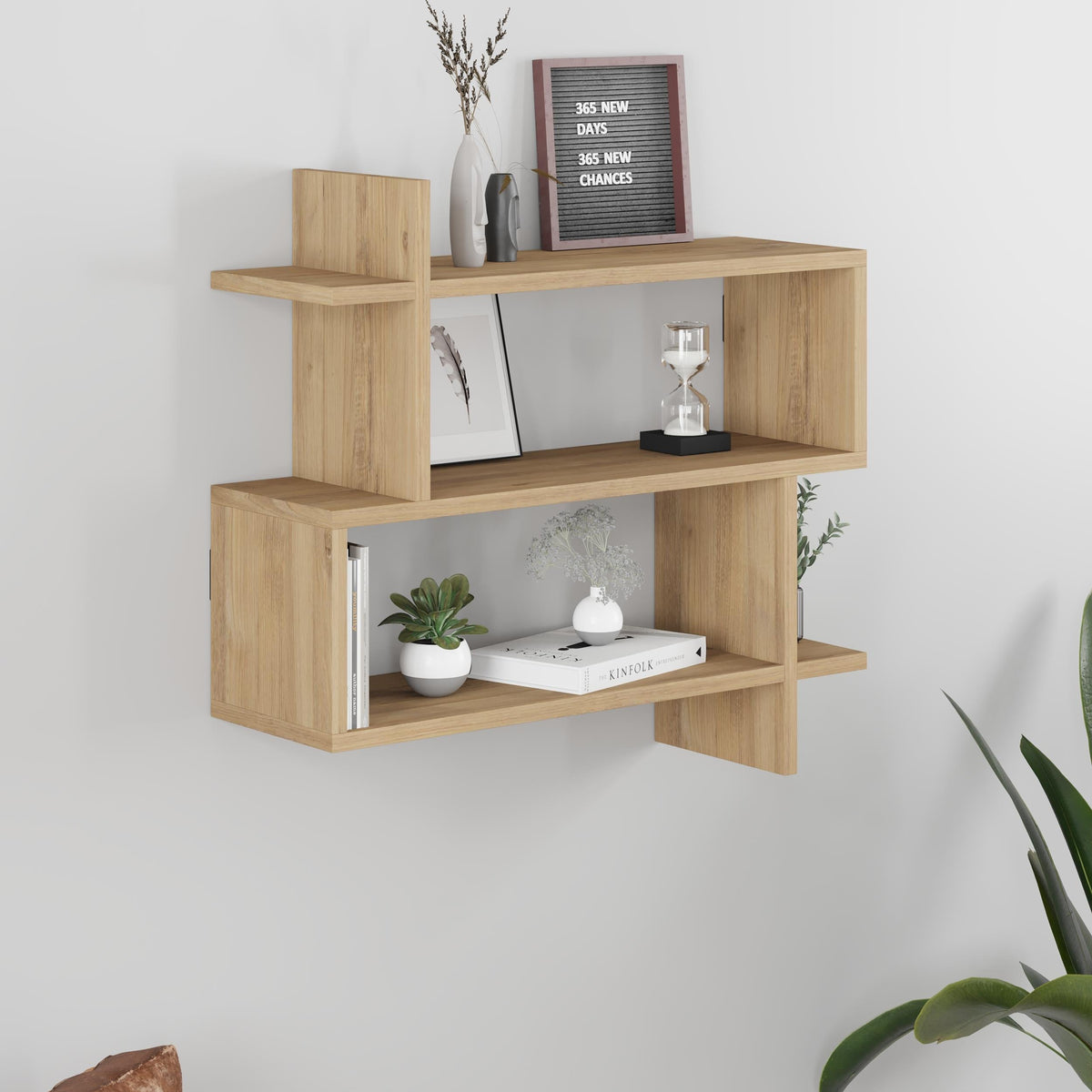 Paralel Wall Bookcase 70cm – 2-Tier Wall Mounted Bookcase Display Unit