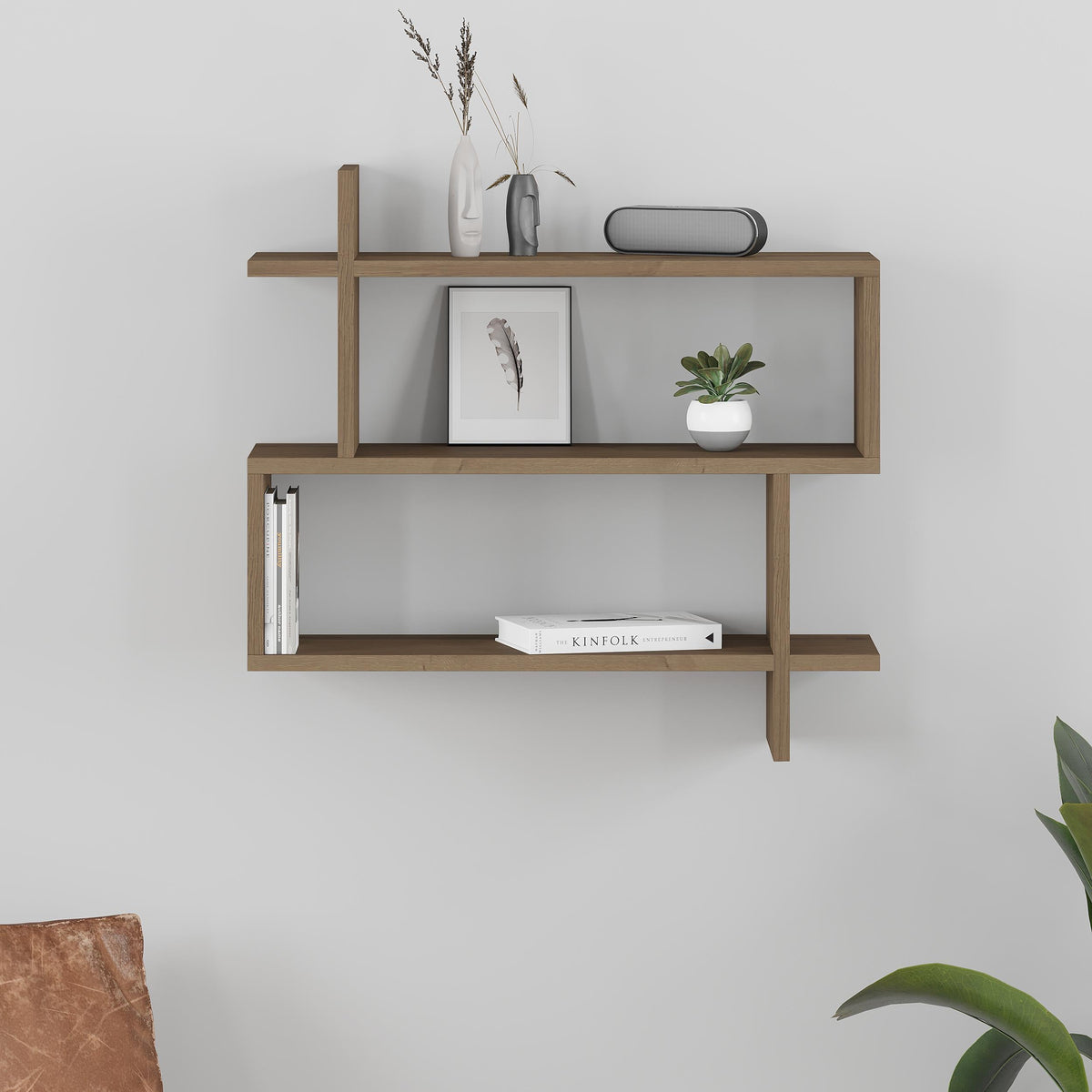 Paralel Wall Bookcase 70cm – 2-Tier Wall Mounted Bookcase Display Unit