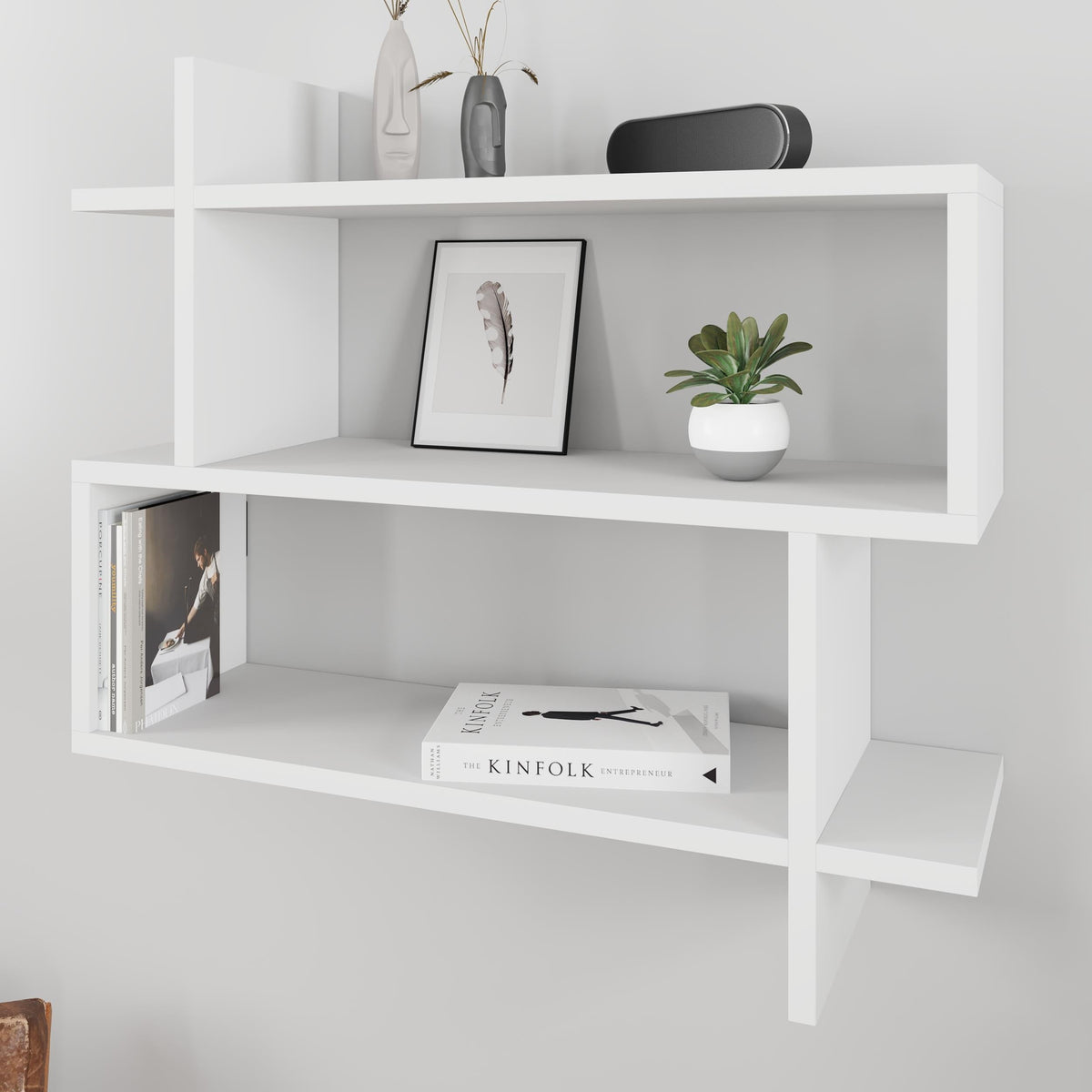 Paralel Wall Bookcase 70cm – 2-Tier Wall Mounted Bookcase Display Unit