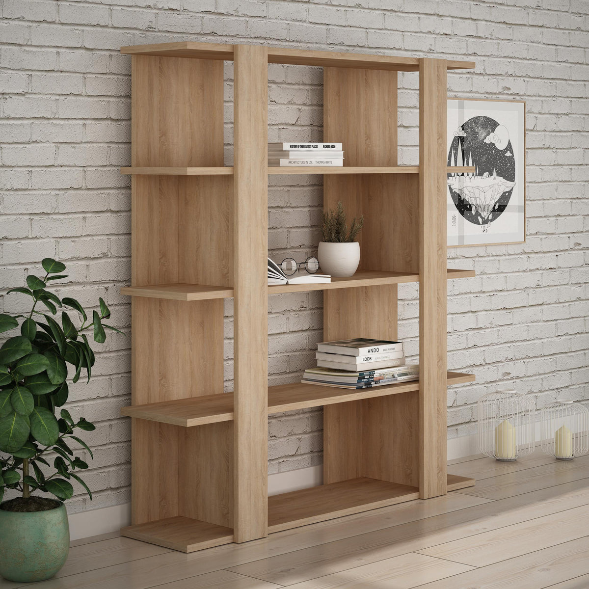 Tita Modern Bookcase Display Unit Medium 122cm