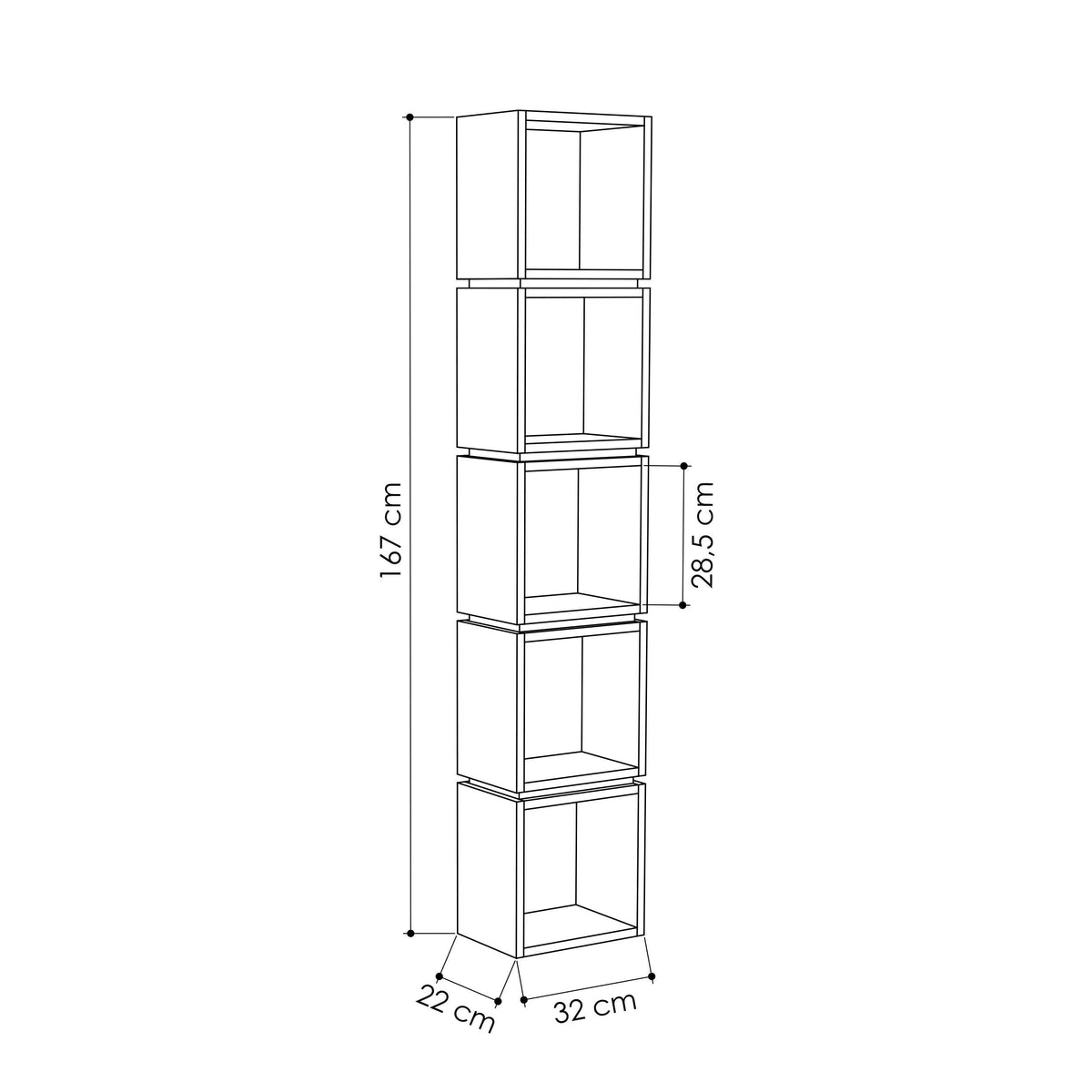 Multi Modern Bookcase Display Unit Tall 167cm