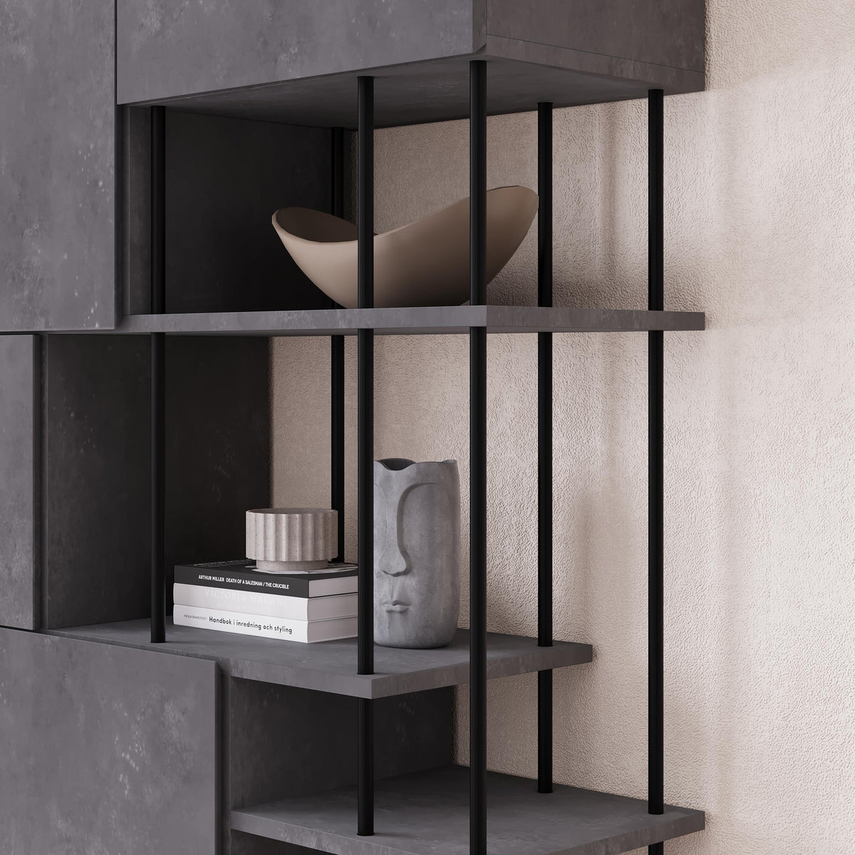 Key Bookcase – Modern 5 Door Storage Cabinet with Shelves