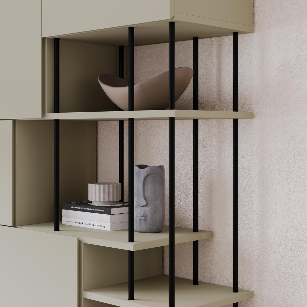 Key Bookcase – Modern 5 Door Storage Cabinet with Shelves