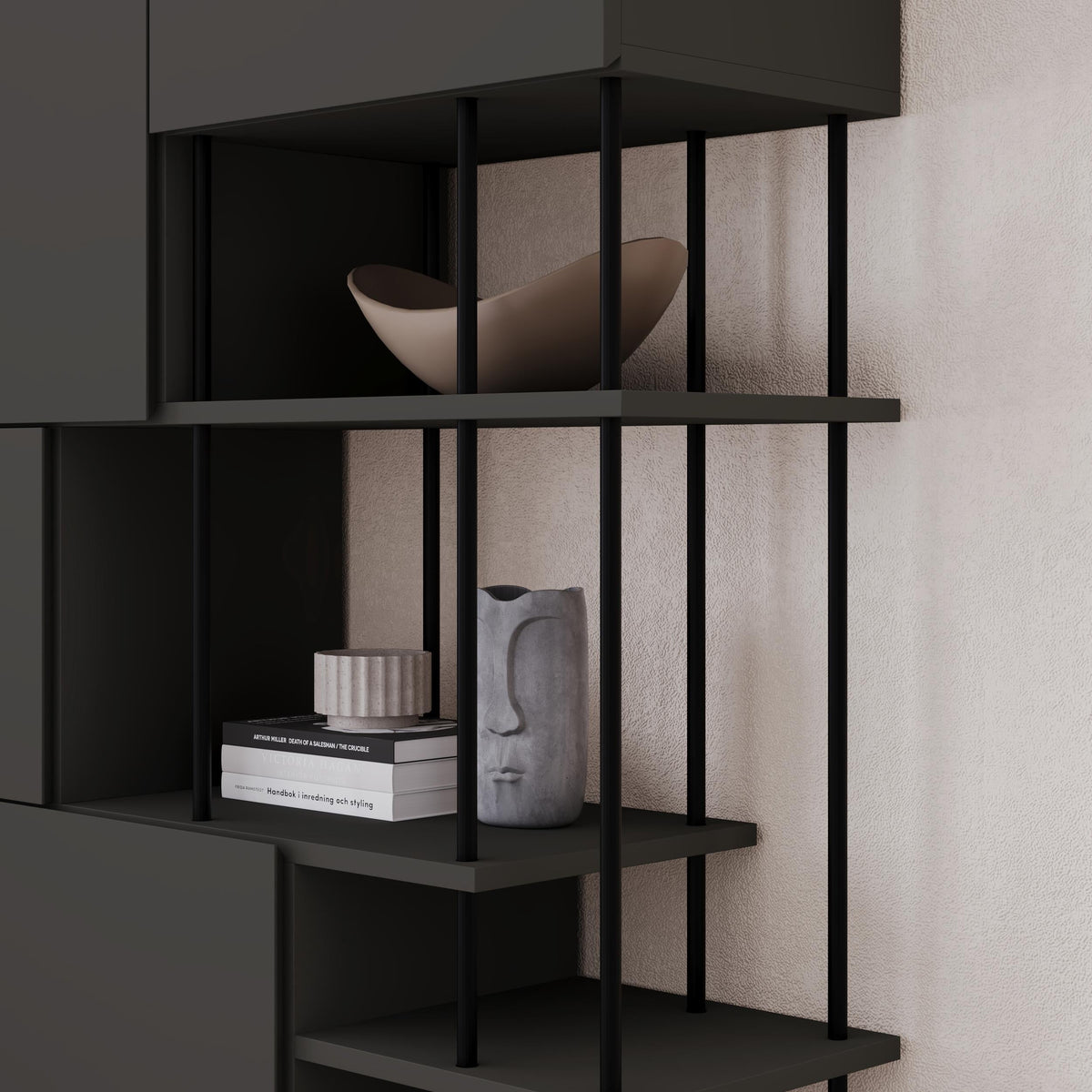 Key Bookcase – Modern 5 Door Storage Cabinet with Shelves