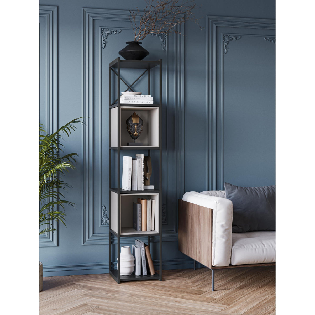 Vale Mini Industrial Bookcase Set 39 x 36.2 x 179 cm