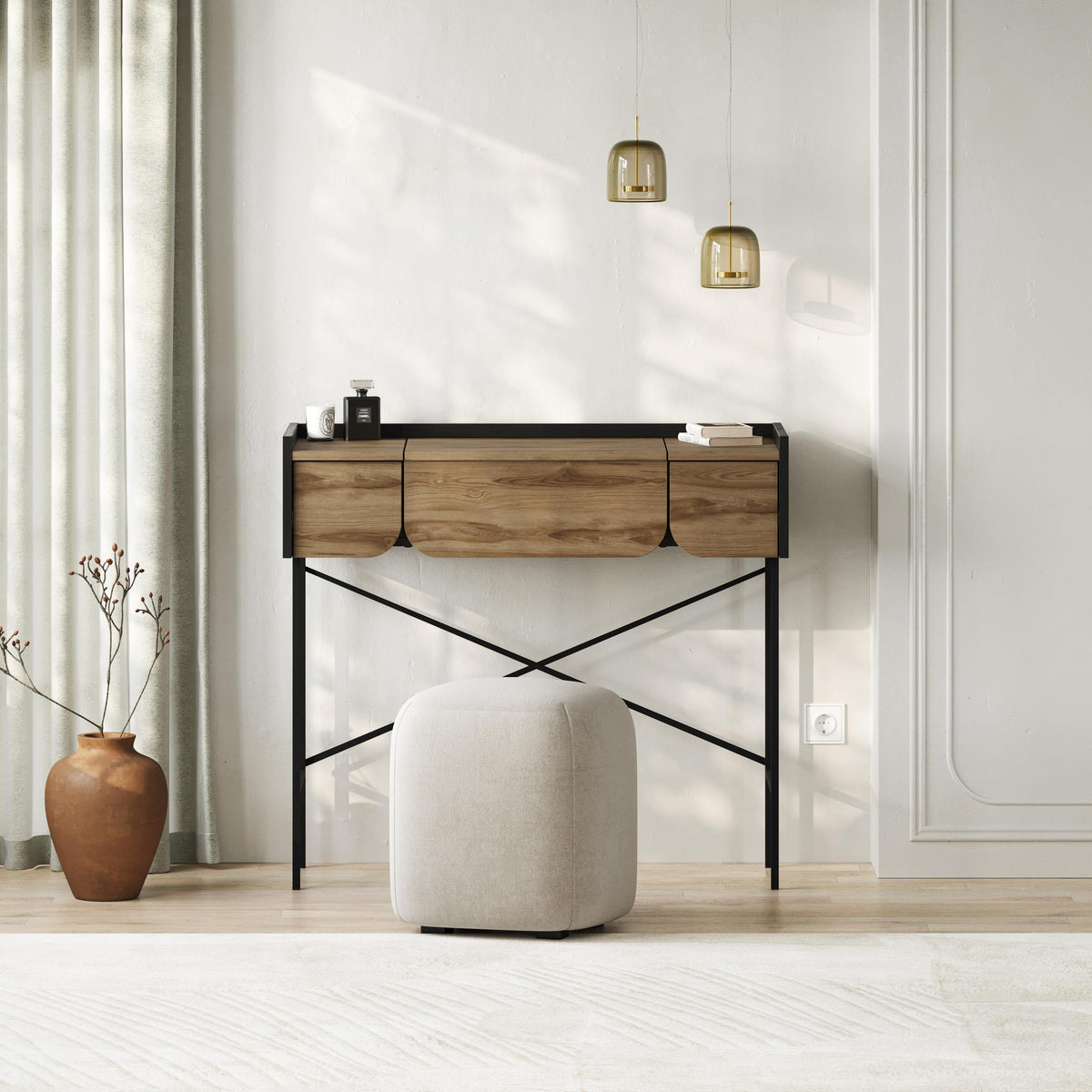 Terra Dressing Table with Mirror and 2 Drawers