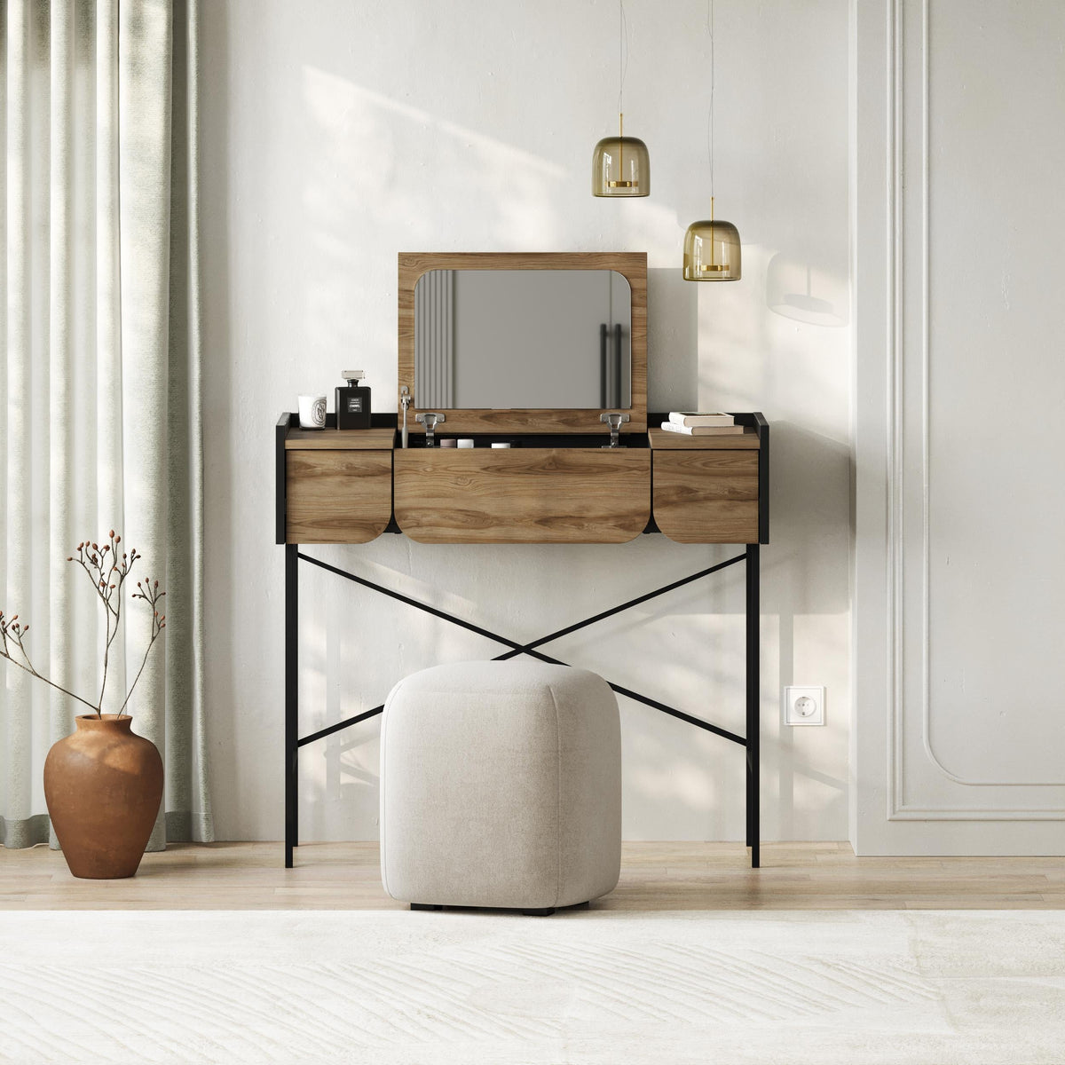 Terra Dressing Table with Mirror and 2 Drawers
