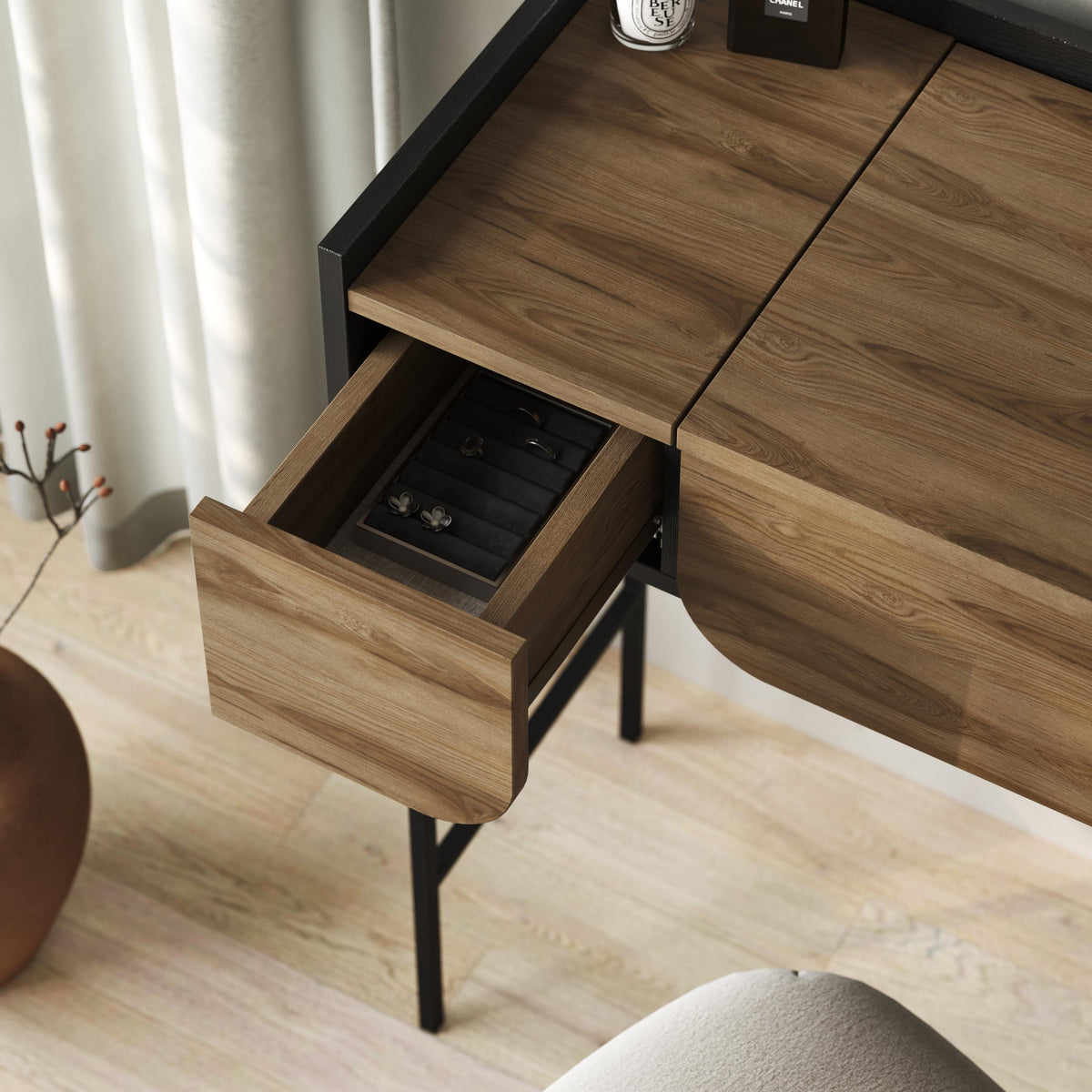 Terra Dressing Table with Mirror and 2 Drawers