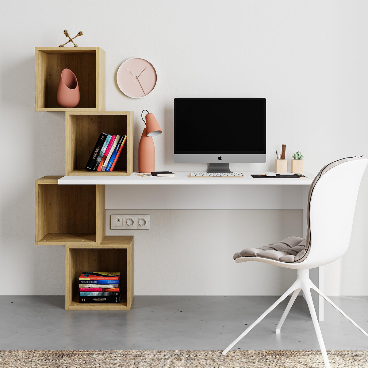 Balance Modern Desk With Shelves 153.5cm