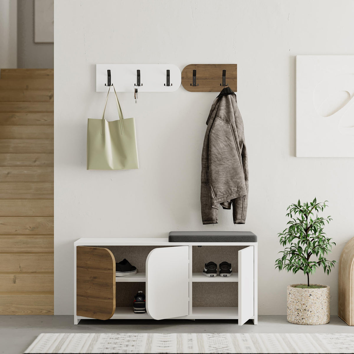 Moni Hallway Shoe Cabinet and Hanger Set