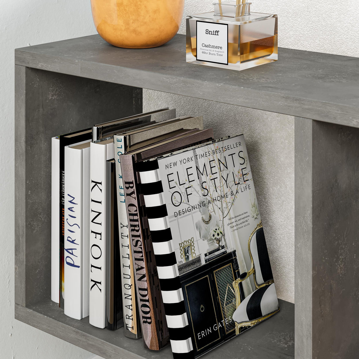 Homemania Modern Side Table with 4 Open Shelves