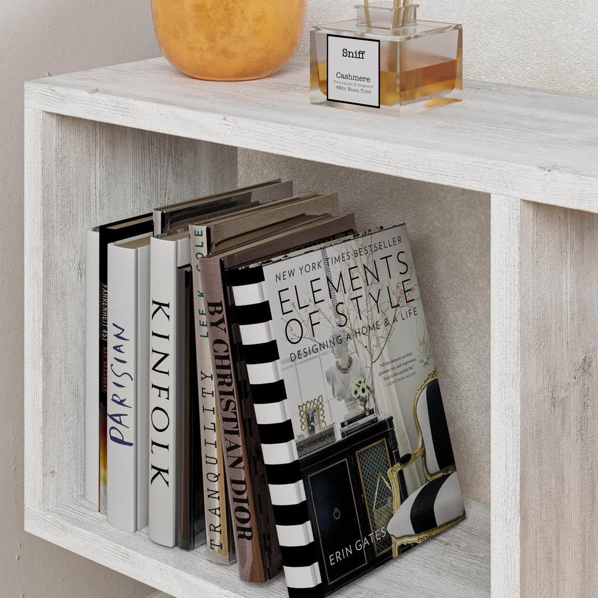 Homemania Modern Side Table with 4 Open Shelves