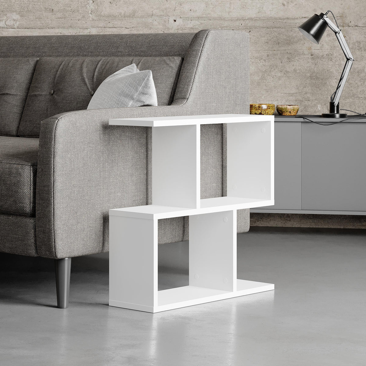 Homemania Modern Side Table with 4 Open Shelves
