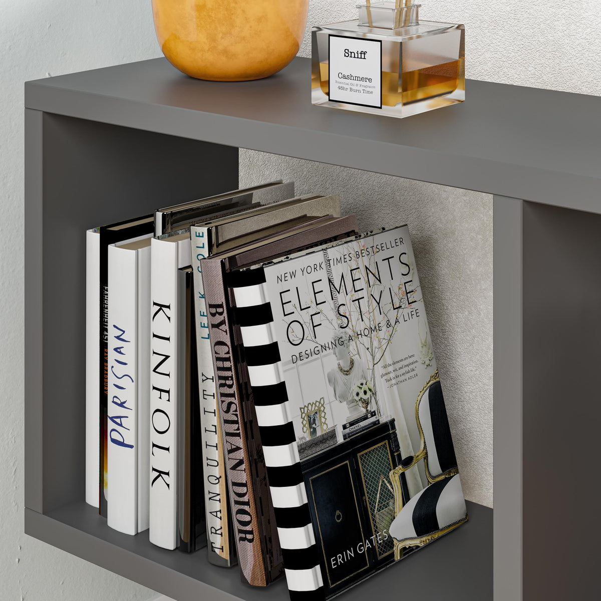 Homemania Modern Side Table with 4 Open Shelves