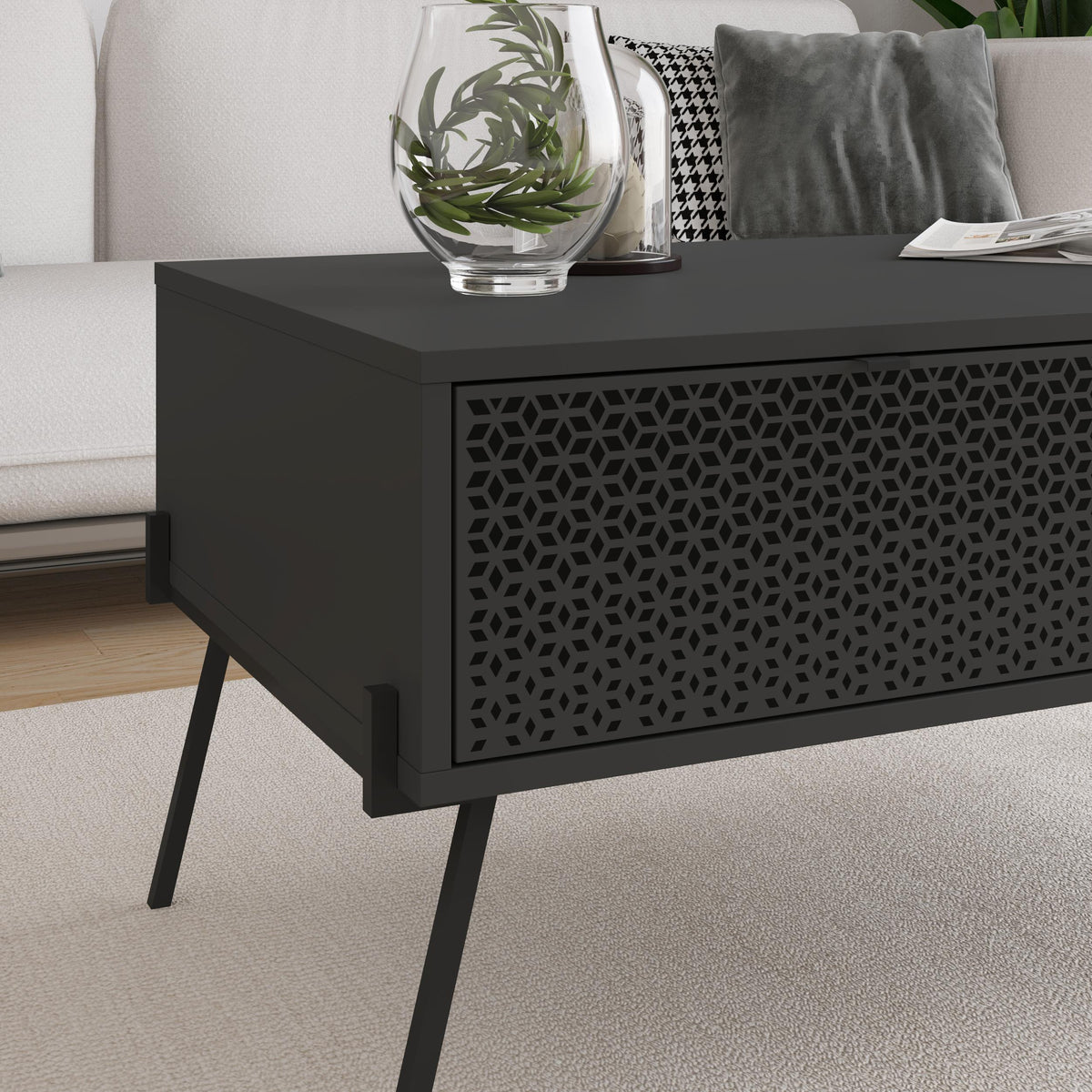 Naive Anthracite Grey Coffee Table - UV Pattern (w) 103cm (d) 60cm