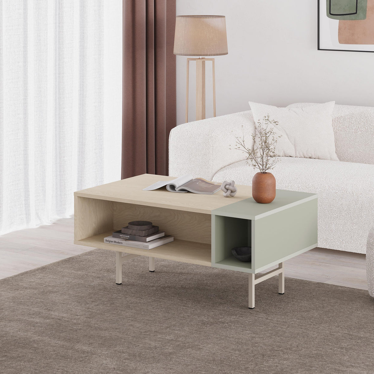 Mona Modern Coffee Table with Open Storage