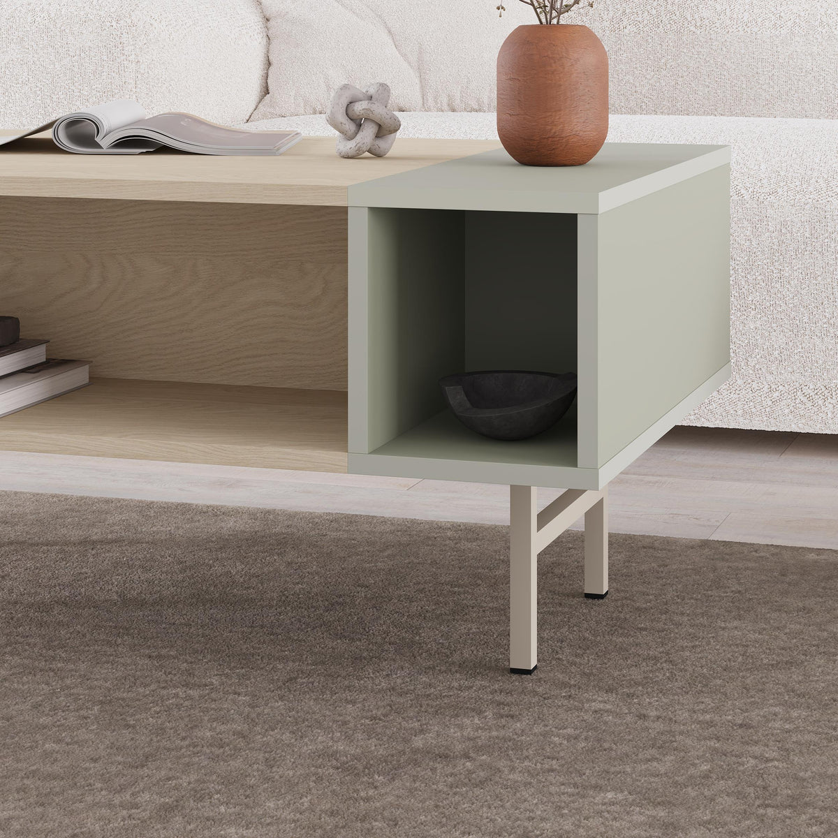 Mona Modern Coffee Table with Open Storage
