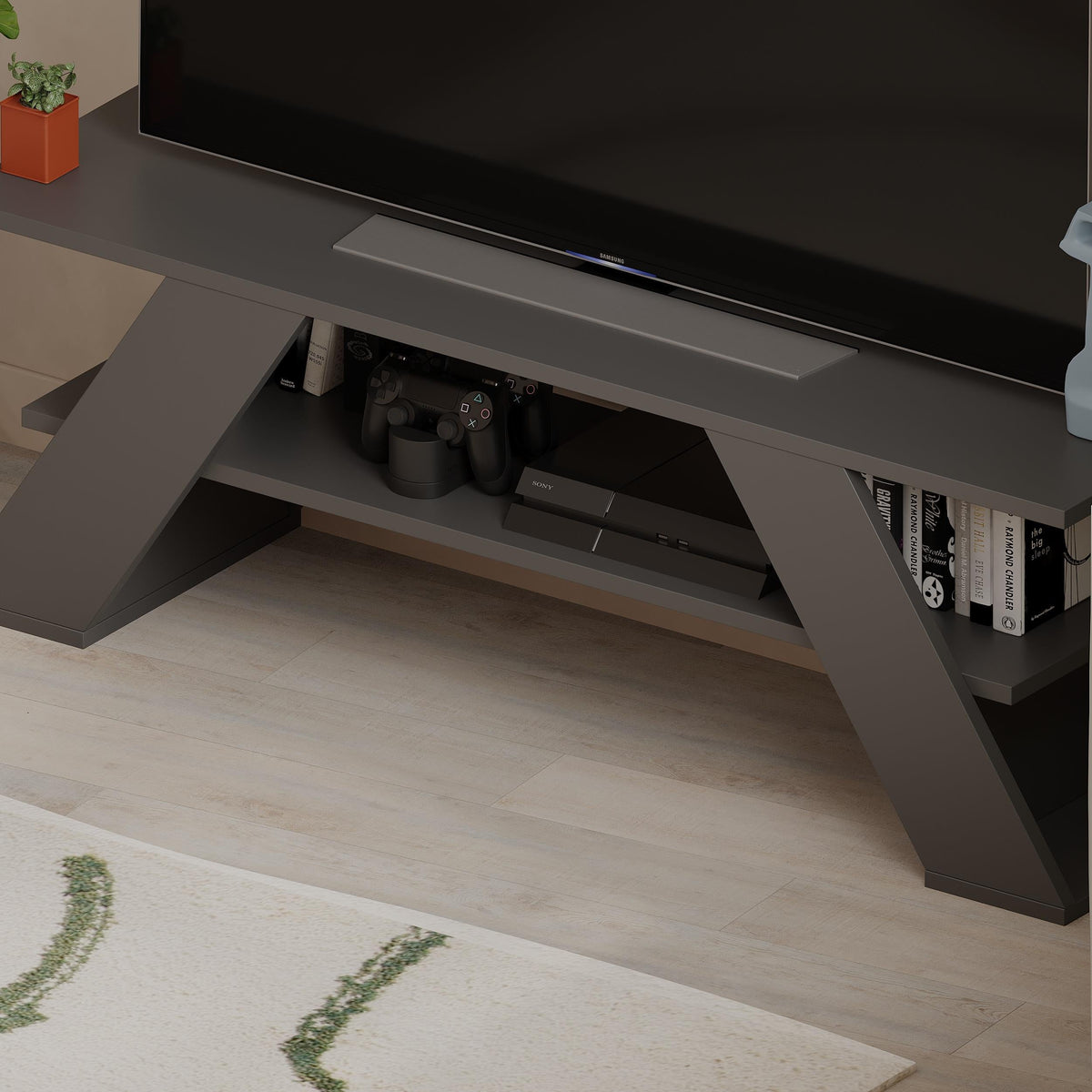 Farfalla Modern TV Stand Multimedia Centre TV Unit With Shelves 120cm