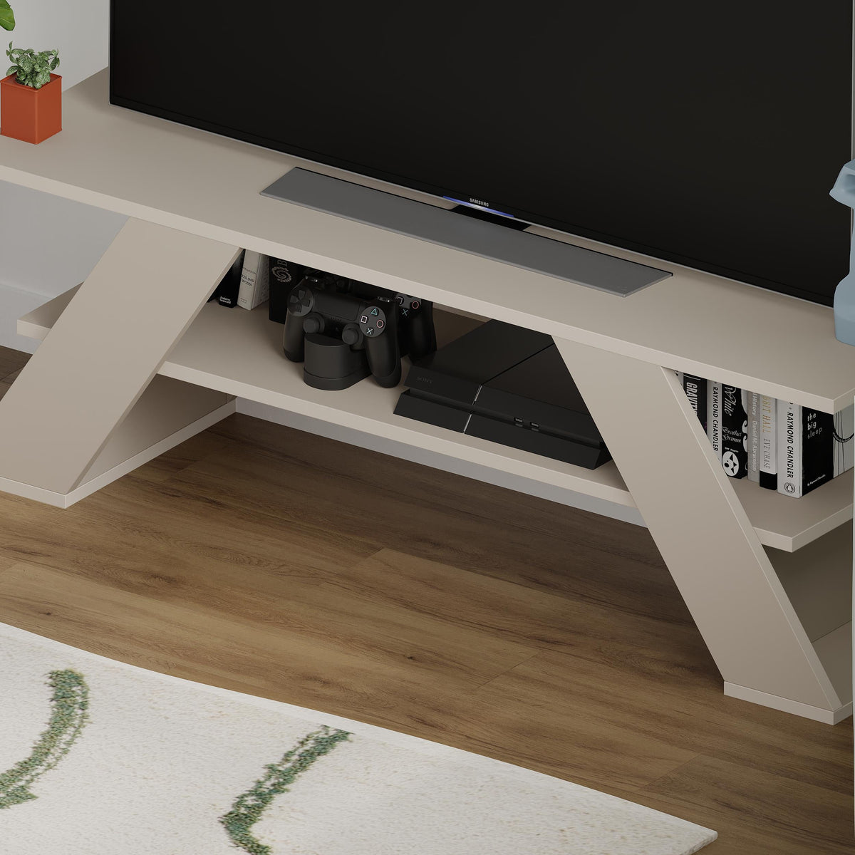 Farfalla Modern TV Stand Multimedia Centre TV Unit With Shelves 120cm