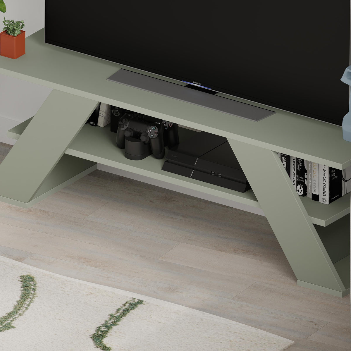 Farfalla Modern TV Stand Multimedia Centre TV Unit With Shelves 120cm