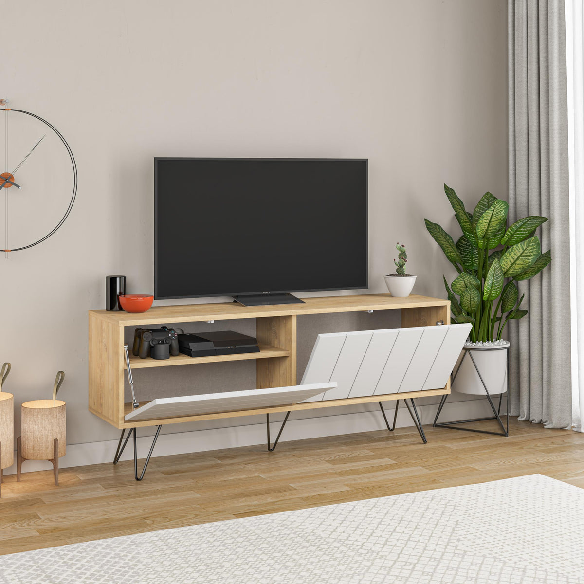 Picadilly Modern TV Stand Multimedia Centre With Storage Cabinet 139cm