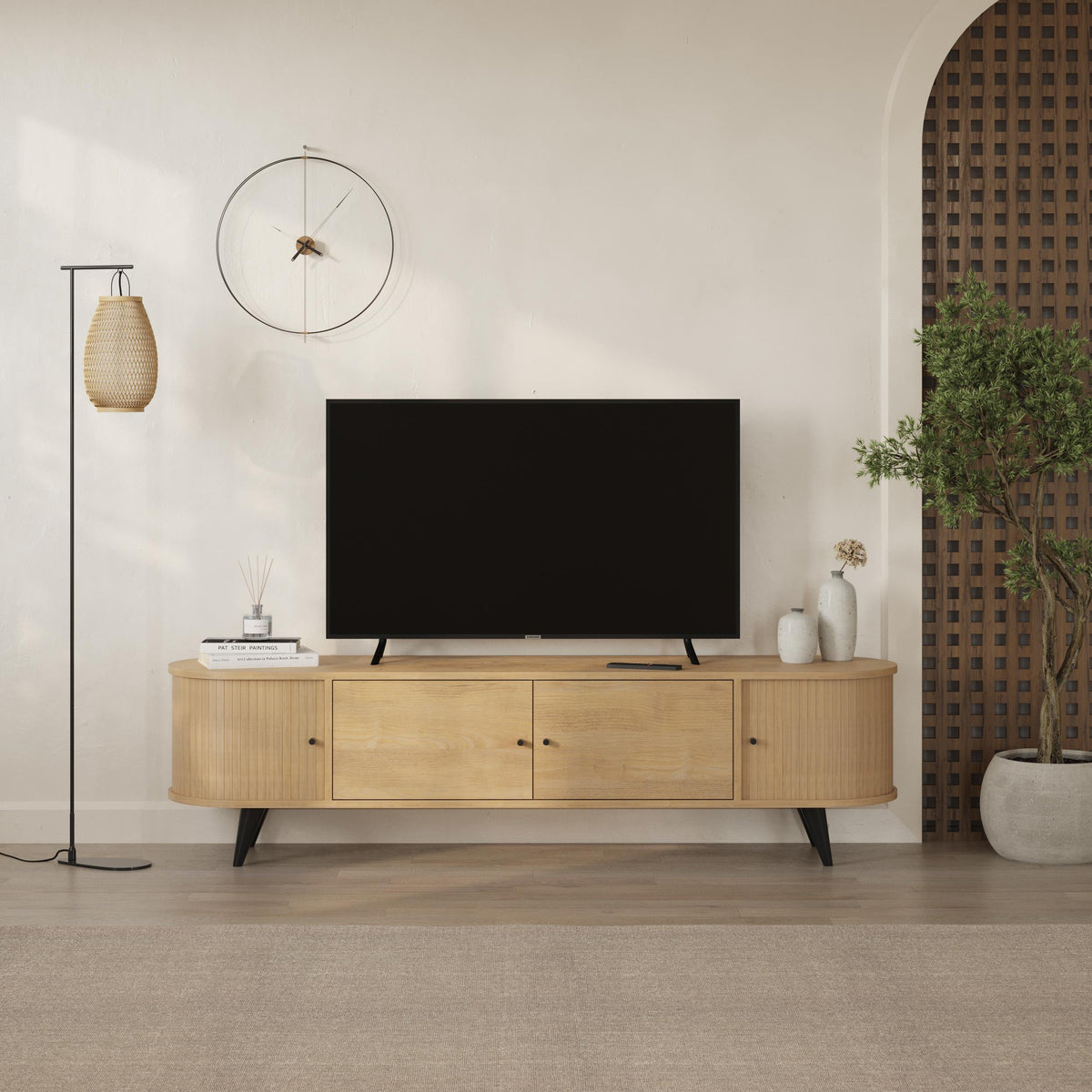 Gentle TV Stand – Oak – 4 Door Storage Unit