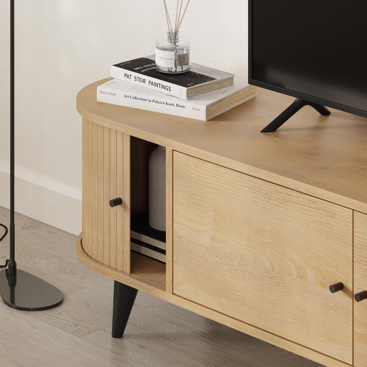 Gentle TV Stand – Oak – 4 Door Storage Unit