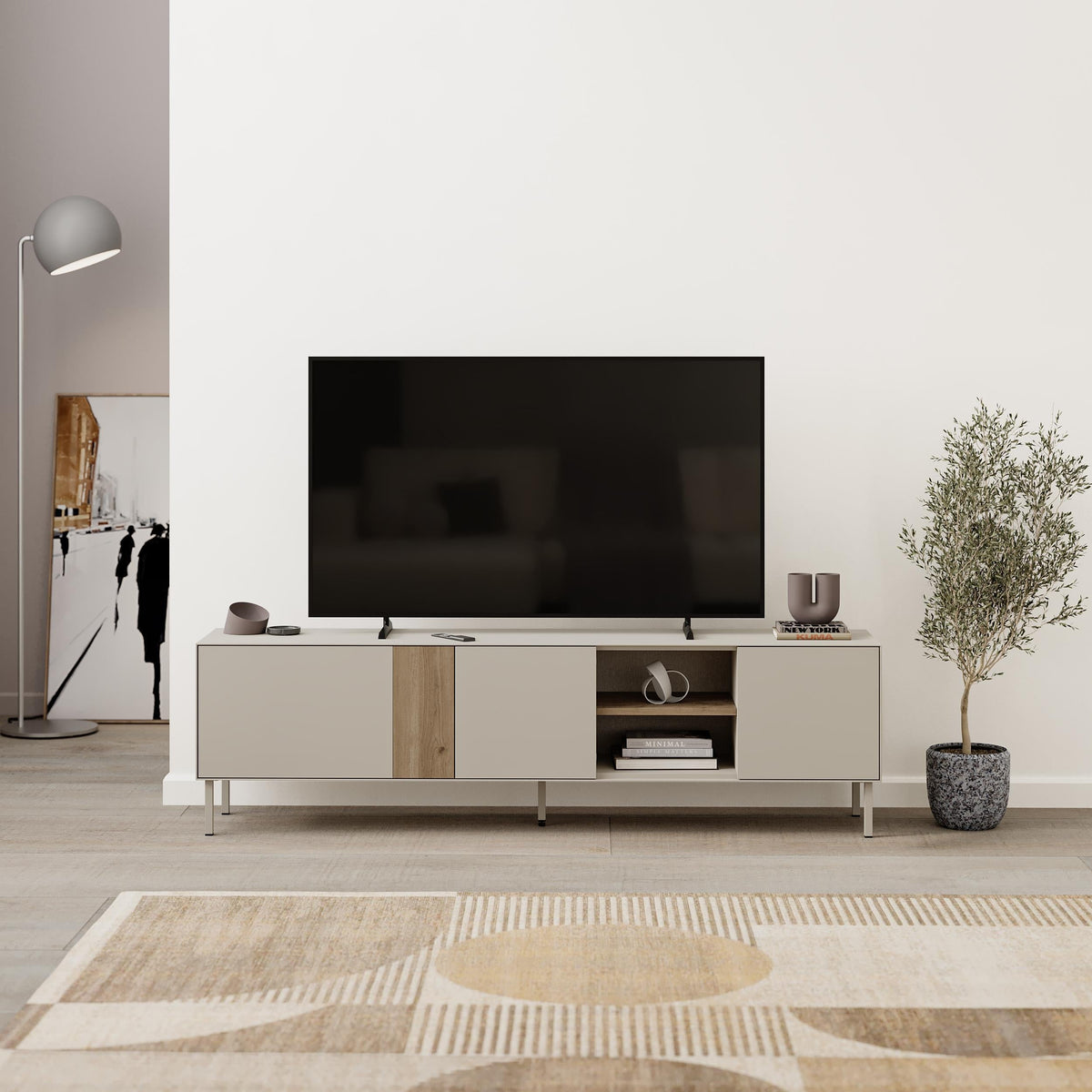 Vena Tv Unit 3 Doors-Open Shelves 180 cm