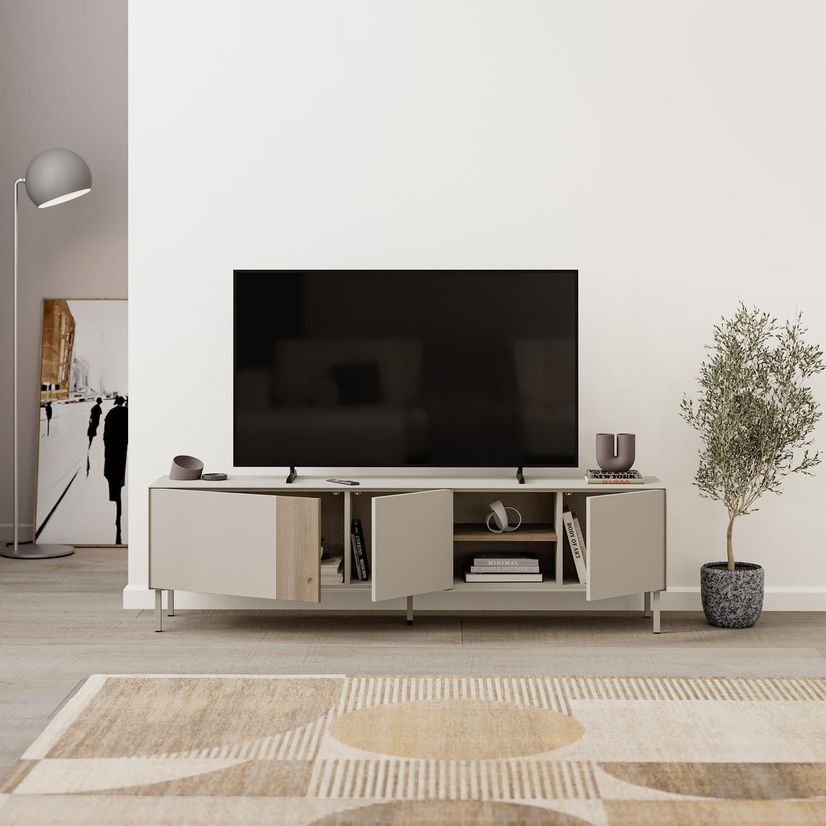 Vena Tv Unit 3 Doors-Open Shelves 180 cm