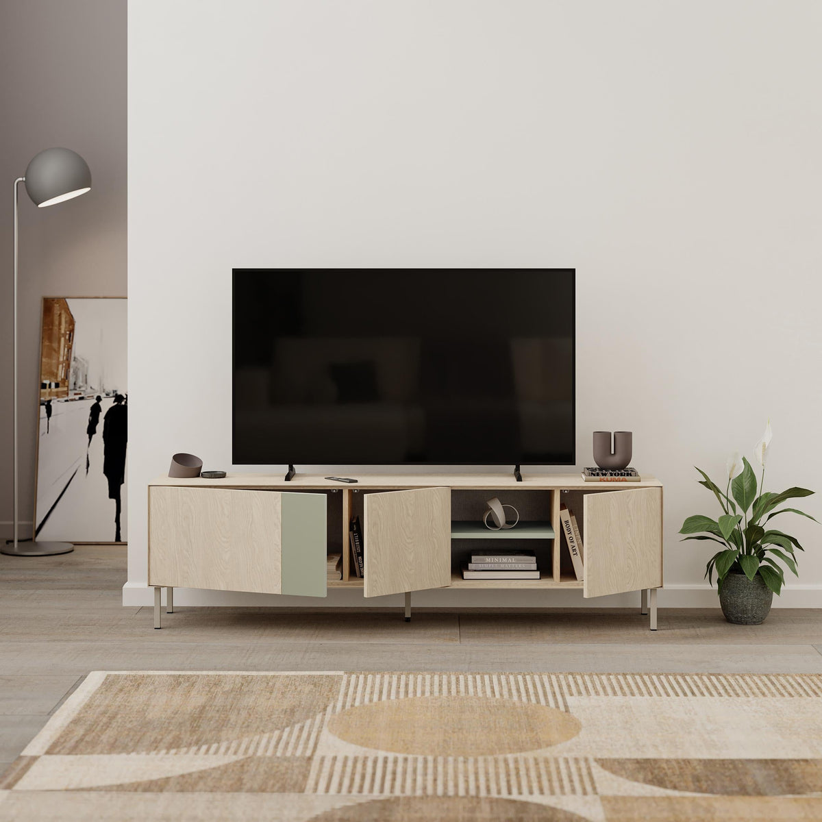 Vena Tv Unit 3 Doors-Open Shelves 180 cm