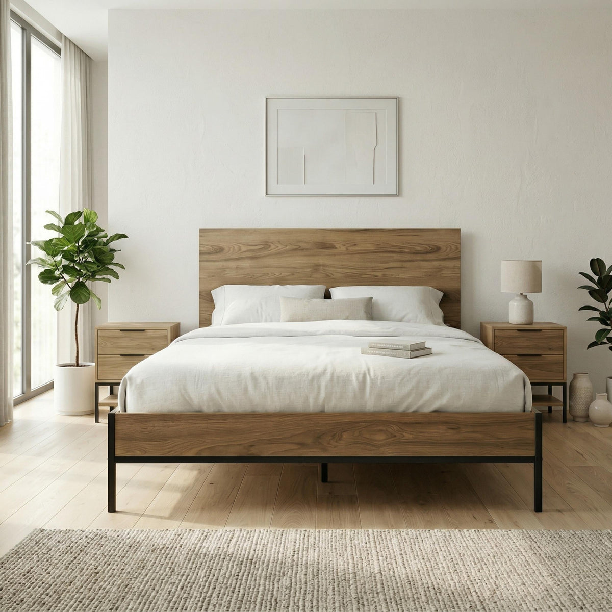 Mars Bed Frame Whiskey Oak Finish L 206.5 cm