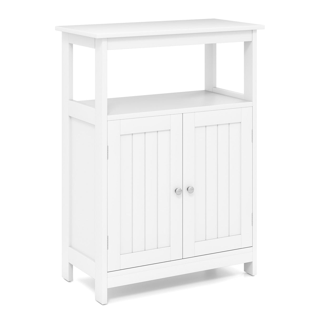 Bathroom Floor Cabinet with Open Shelf and Adjustable Shelf-Black
